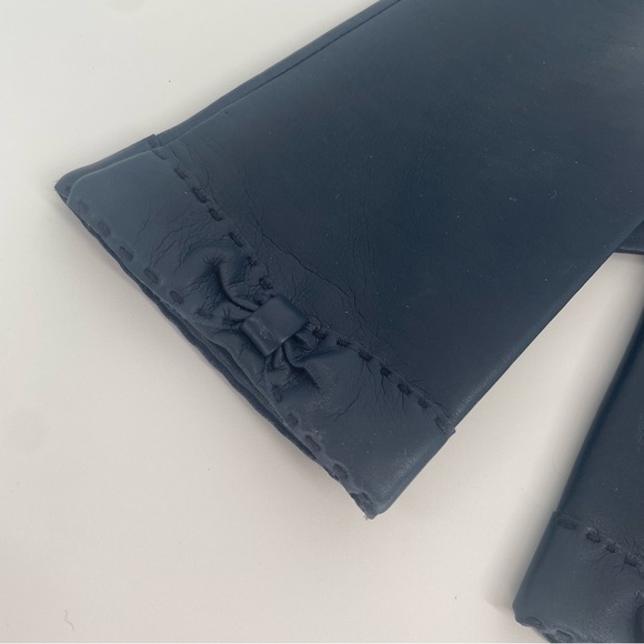 $2FOR$30 Vintage Navy Blue Thick Leather Gloves With Satin Lining - Picture 4 of 12